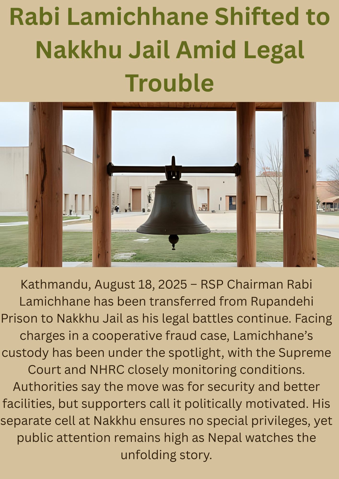 Rabi Lamichhane Shifted to Nakkhu Jail as Legal Storm Intensifies